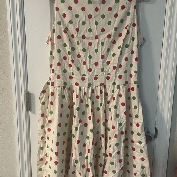 Lady Vintage London Dresses | Lady Vintage London Tea Dress Uk 18 Christmas Red/Green Dots With Pockets | Color: Green/Red | Size: 14 | Cathebarber's